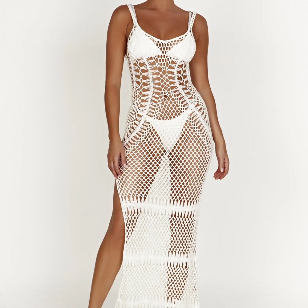 Meshki Josephine Crochet Maxi Dress White